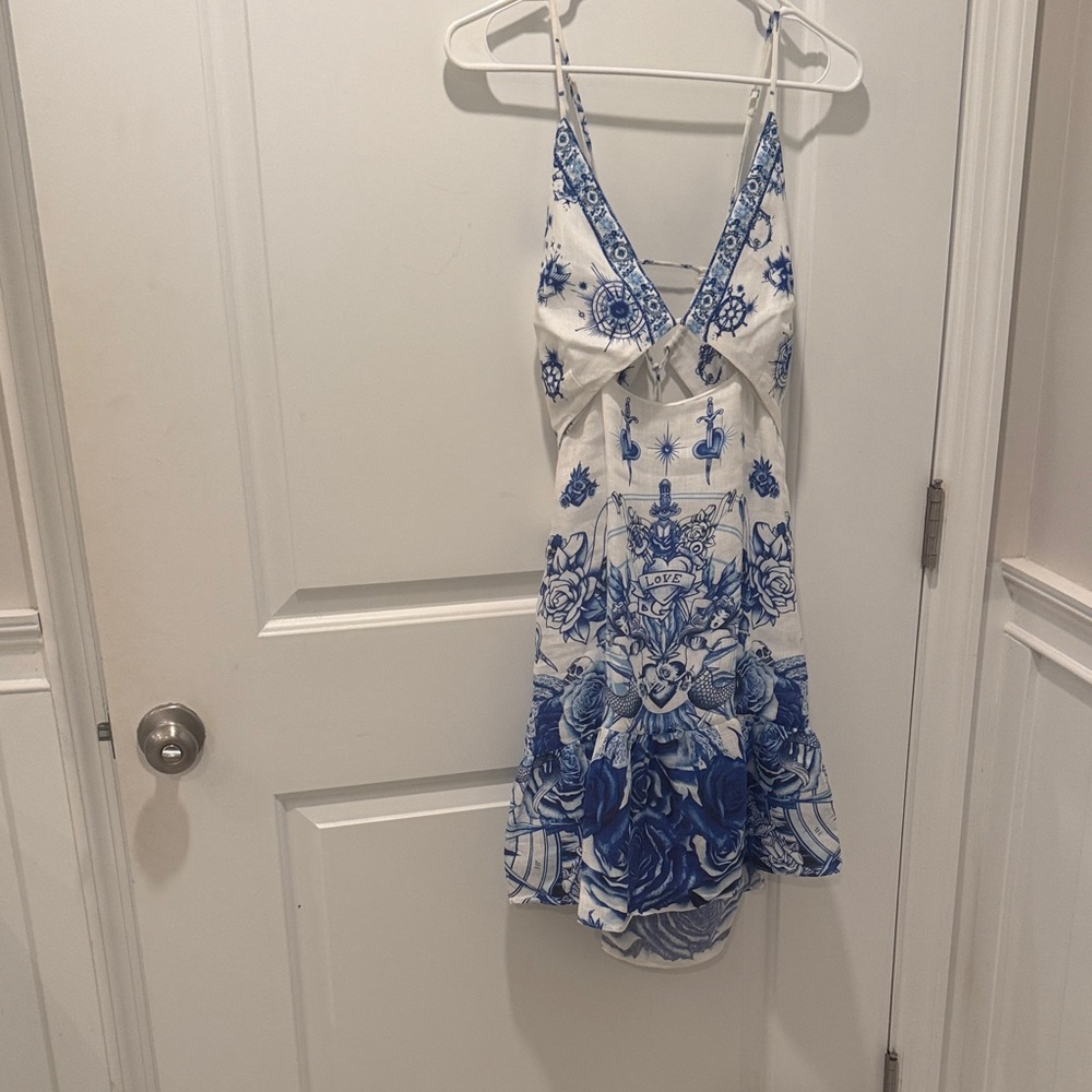Camilla Blue and White Mini Dress